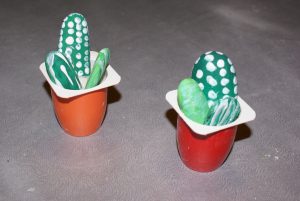 cactus en petits galets peints